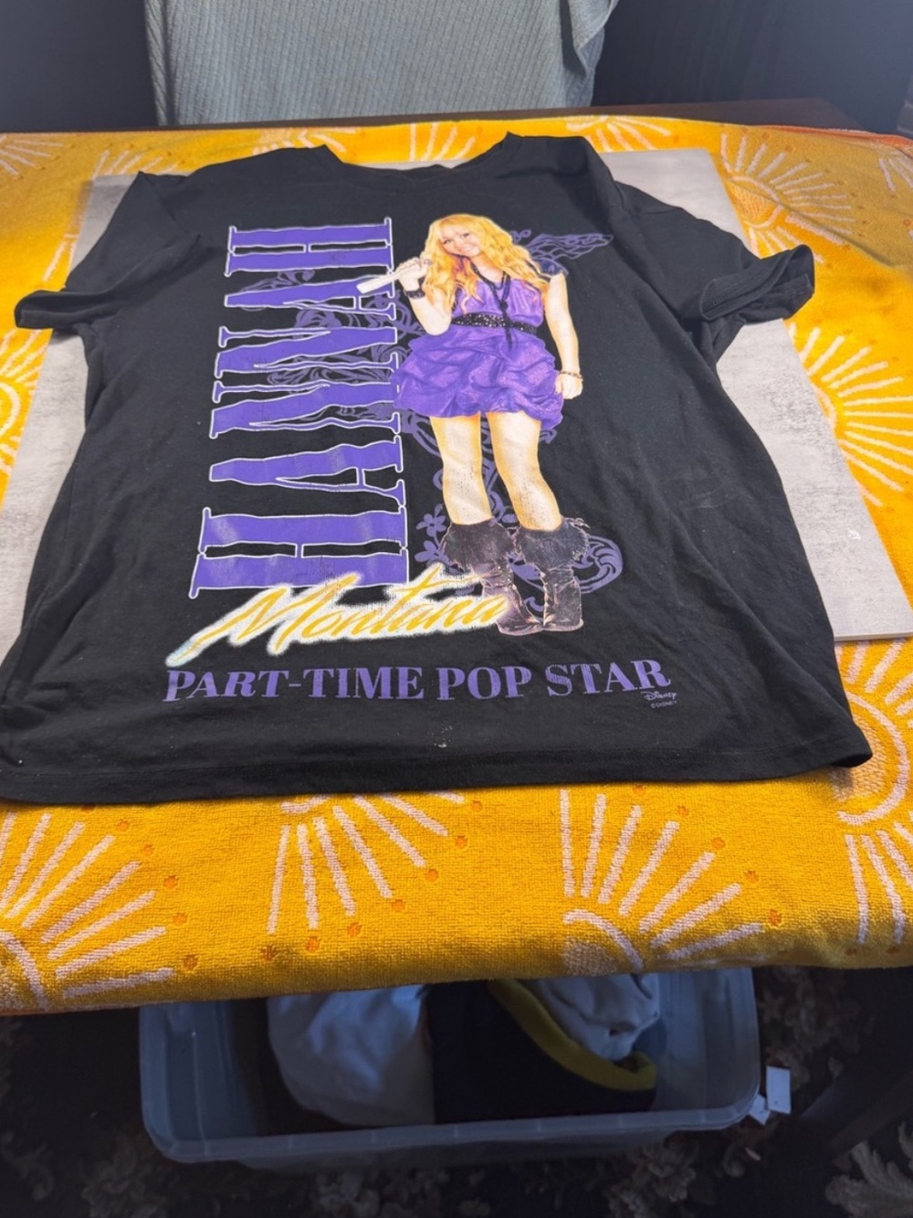 Hannah Montana Black Graphic Tee with Purple Print